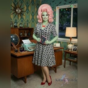 🖋Werkin' 9to5 "Liz" Retro Jersey Knit Dress - POCKETS Size M EUC